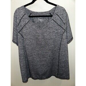 Livi Plus Size Exercise Workout Top 22 24 Womens Lane Bryant Black Grey Shirt